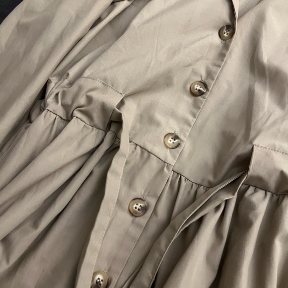 NEW button through mini cotton shirt dress with ruched waist - Picture 5 of 7